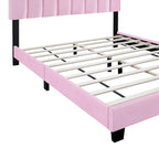 Cadre de lit rembourré en velours rose avec fonctions réglables, collection rose préférée des adolescentes