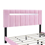 Cadre de lit rembourré en velours rose avec fonctions réglables, collection rose préférée des adolescentes