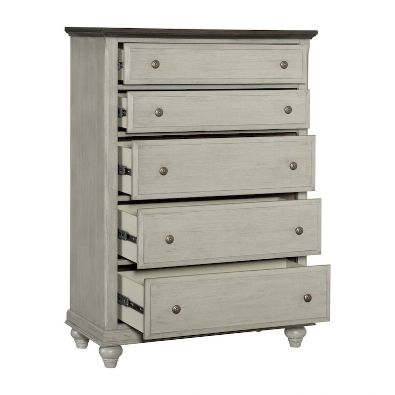 Chambre gris clair 6 pièces ensemble lit tables de chevet commode miroir chiffonnier