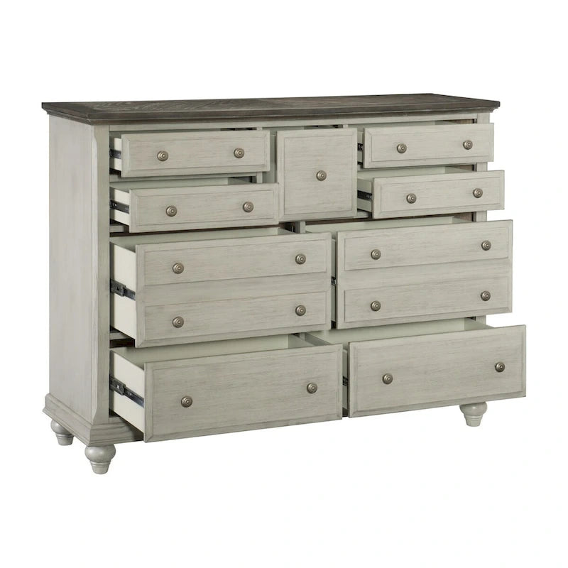 Chambre gris clair 6 pièces ensemble lit tables de chevet commode miroir chiffonnier