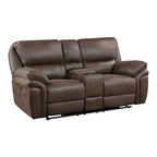Causeuse inclinable électrique double Tony 80 po, console porte-gobelets, USB, marron