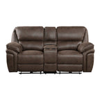 Causeuse inclinable électrique double Tony 80 po, console porte-gobelets, USB, marron