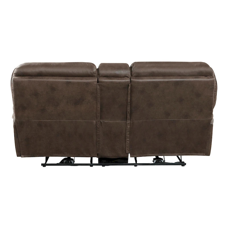 Causeuse inclinable électrique double Tony 80 po, console porte-gobelets, USB, marron