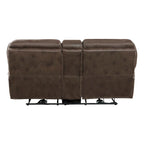 Causeuse inclinable électrique double Tony 80 po, console porte-gobelets, USB, marron