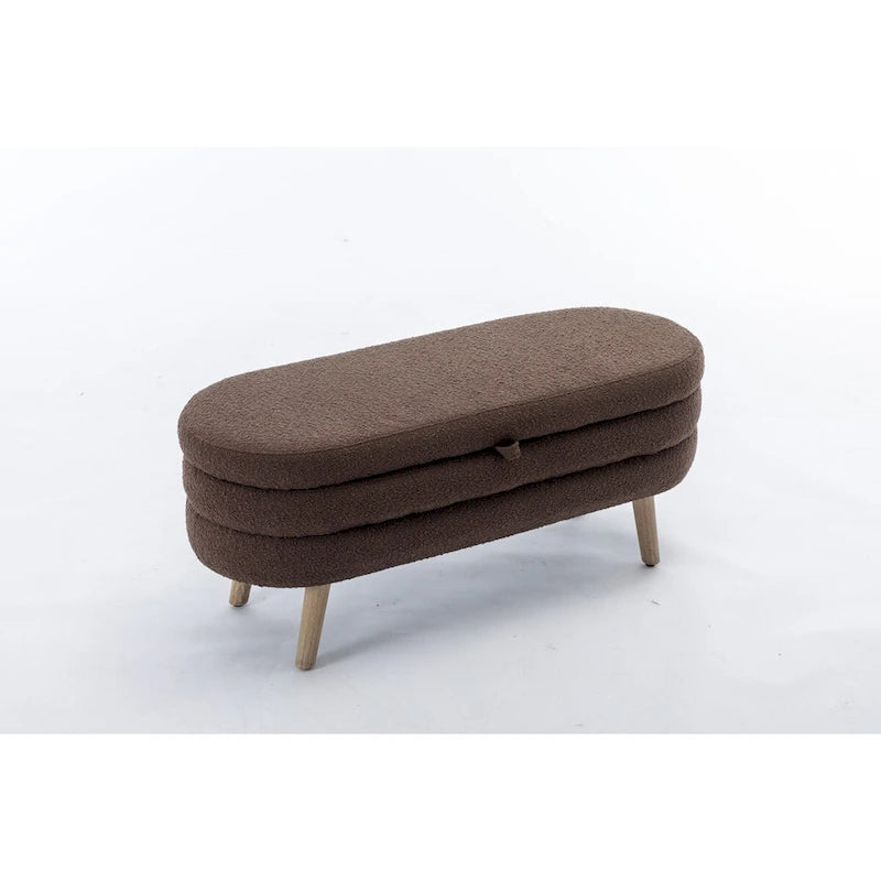 Banc de rangement en tissu bouclé pour salon et chambre à coucher