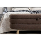 Banc de rangement en tissu bouclé pour salon et chambre à coucher
