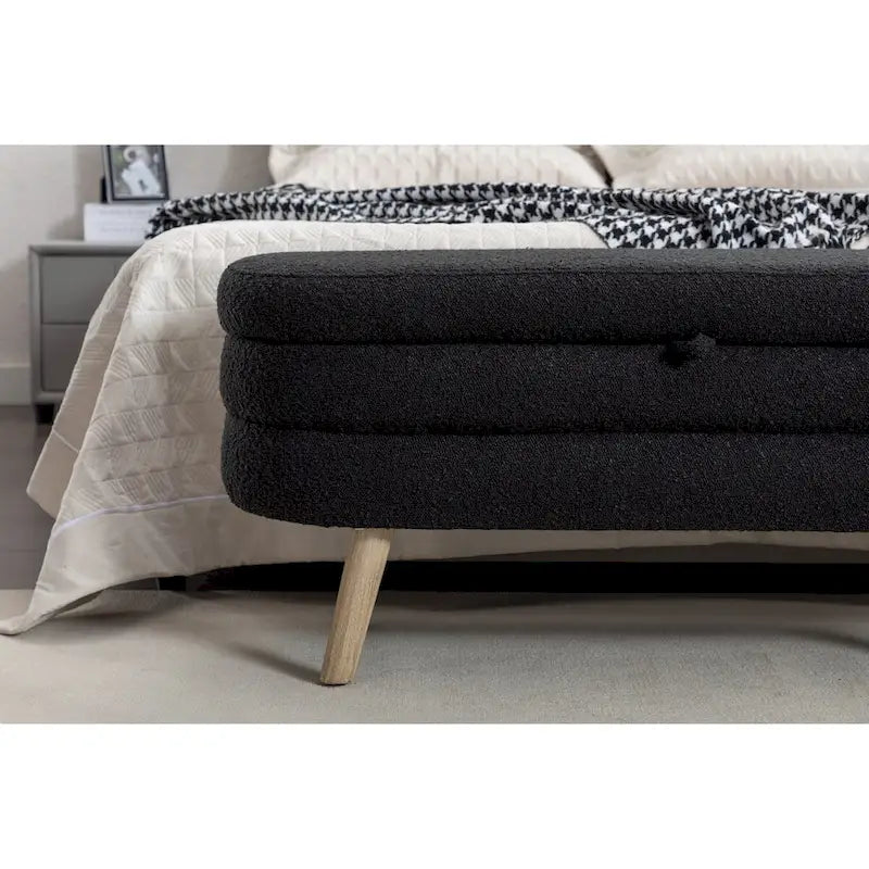 Banc de rangement en tissu bouclé pour salon et chambre à coucher