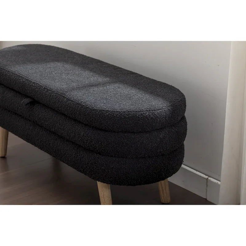 Banc de rangement en tissu bouclé pour salon et chambre à coucher