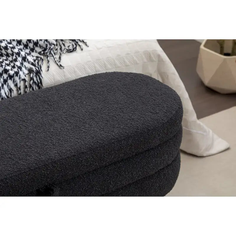 Banc de rangement en tissu bouclé pour salon et chambre à coucher