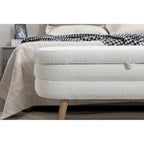 Banc de rangement en tissu bouclé pour salon et chambre à coucher