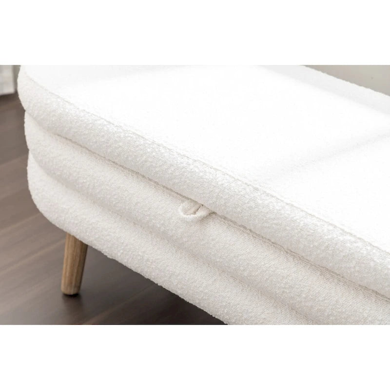 Banc de rangement en tissu bouclé pour salon et chambre à coucher