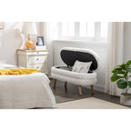 Banc de rangement en tissu bouclé pour salon et chambre à coucher