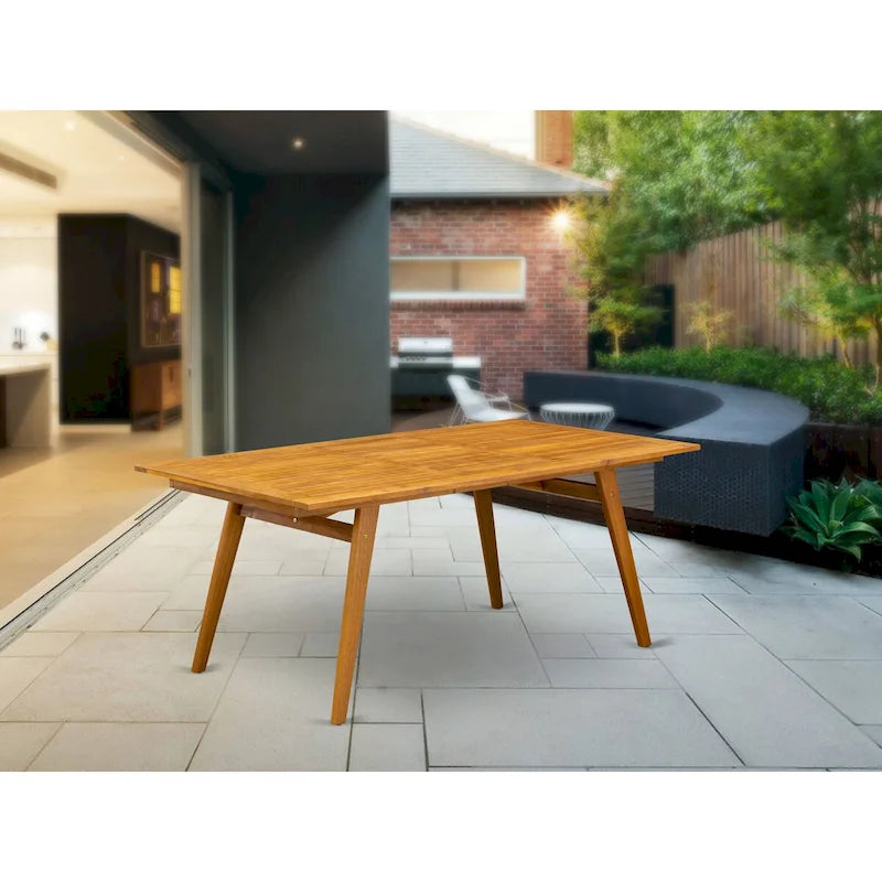 Table basse moderne avec plateau rectangulaire et 4 pieds en bois – Finition huilée naturelle