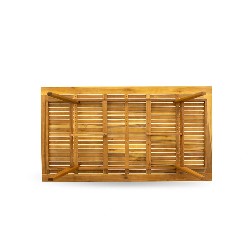 Table basse moderne avec plateau rectangulaire et 4 pieds en bois – Finition huilée naturelle
