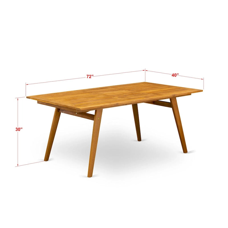 Table basse moderne avec plateau rectangulaire et 4 pieds en bois – Finition huilée naturelle
