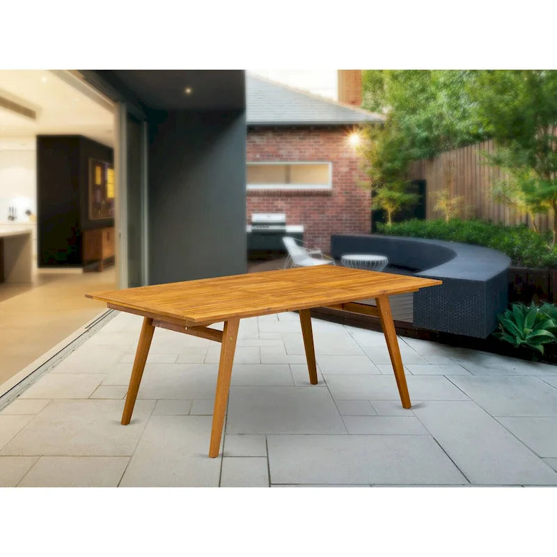 Table basse moderne avec plateau rectangulaire et 4 pieds en bois – Finition huilée naturelle