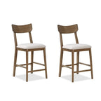 Chaise de 61 cm de hauteur pour comptoir, lot de 2, coussins d'assise, tissu beige, marron