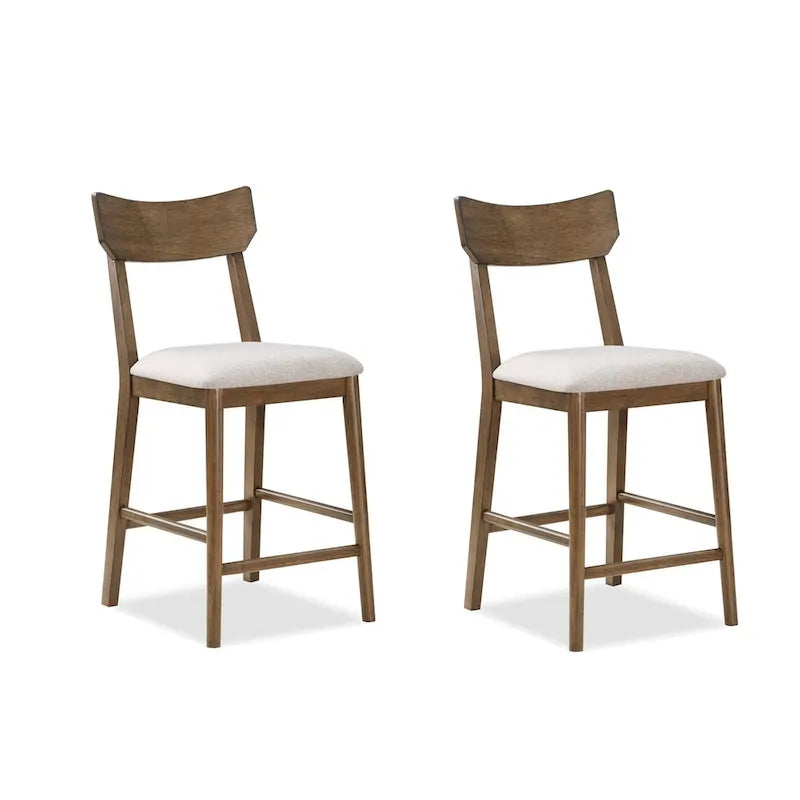 Chaise de 61 cm de hauteur pour comptoir, lot de 2, coussins d'assise, tissu beige, marron