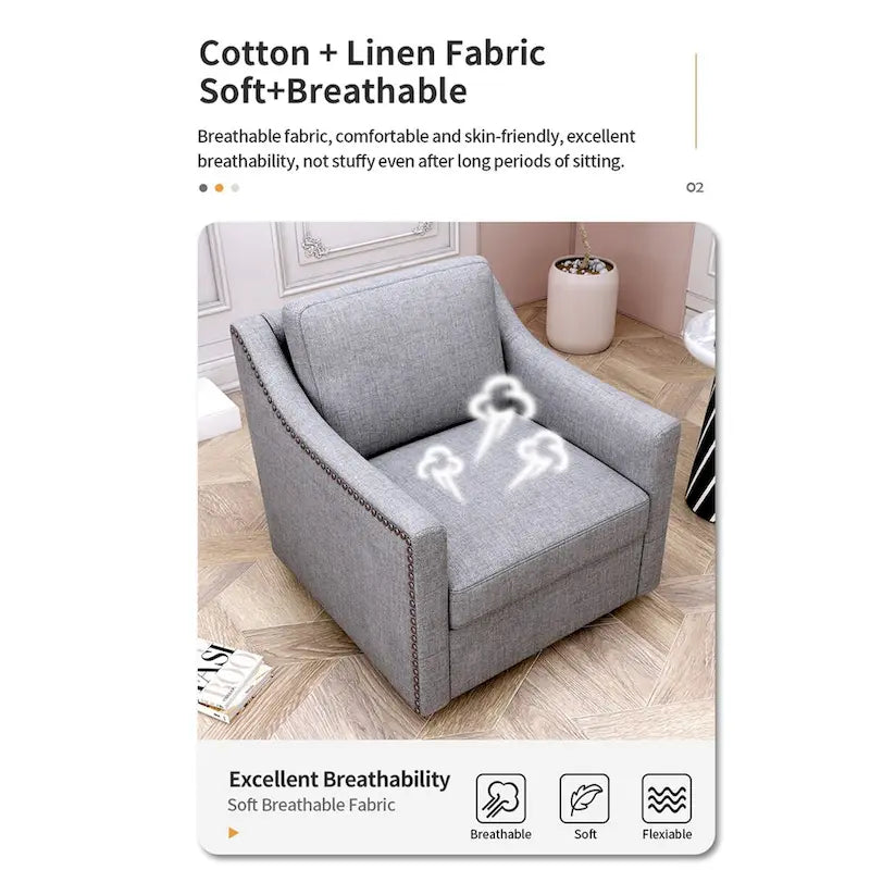 Fauteuils pivotants d'appoint pour salon, fauteuils baquets à 360 degrés, fauteuils avec accoudoirs pour chambre et salon, fauteuil de chambre