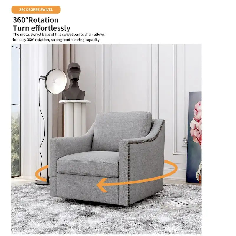 Fauteuils pivotants d'appoint pour salon, fauteuils baquets à 360 degrés, fauteuils avec accoudoirs pour chambre et salon, fauteuil de chambre