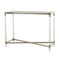 Console en métal avec plateau miroir et pieds en acrylique - Or ou Argent
