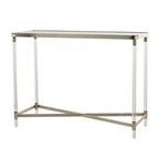 Console en métal avec plateau miroir et pieds en acrylique - Or ou Argent