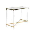 Console en métal avec plateau miroir et pieds en acrylique - Or ou Argent