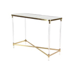 Console en métal avec plateau miroir et pieds en acrylique - Or ou Argent