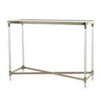 Console en métal avec plateau miroir et pieds en acrylique - Or ou Argent