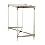 Console en métal avec plateau miroir et pieds en acrylique - Or ou Argent