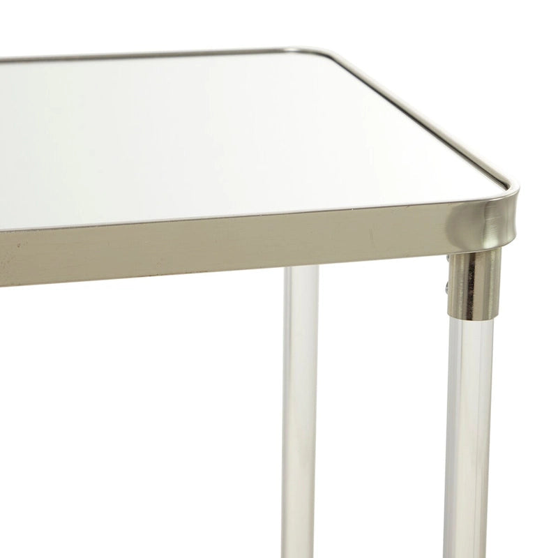 Console en métal avec plateau miroir et pieds en acrylique - Or ou Argent