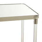 Console en métal avec plateau miroir et pieds en acrylique - Or ou Argent
