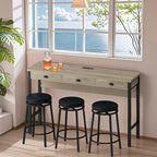 Ensemble table de bar de cuisine avec tabourets ronds en similicuir