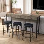Ensemble table de bar de cuisine avec tabourets ronds en similicuir