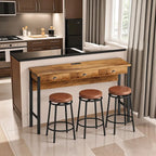 Ensemble table de bar de cuisine avec tabourets ronds en similicuir