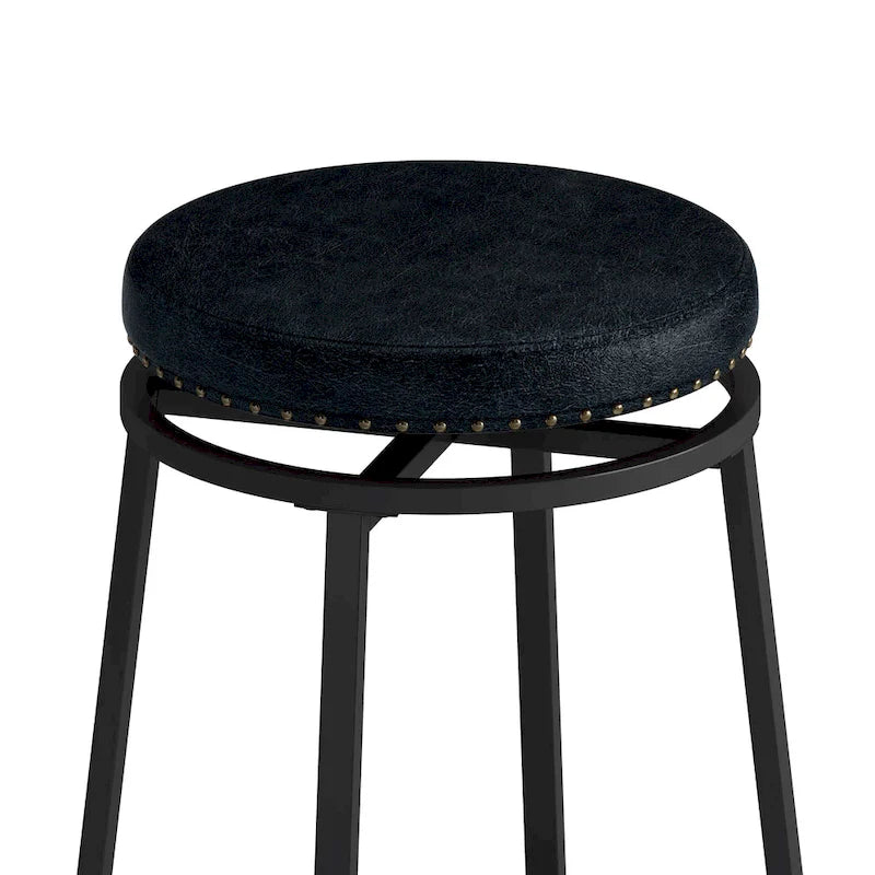 Ensemble table de bar de cuisine avec tabourets ronds en similicuir