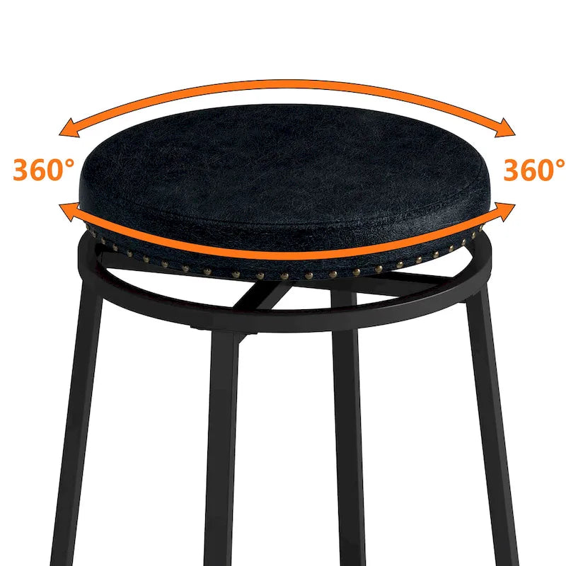 Ensemble table de bar de cuisine avec tabourets ronds en similicuir