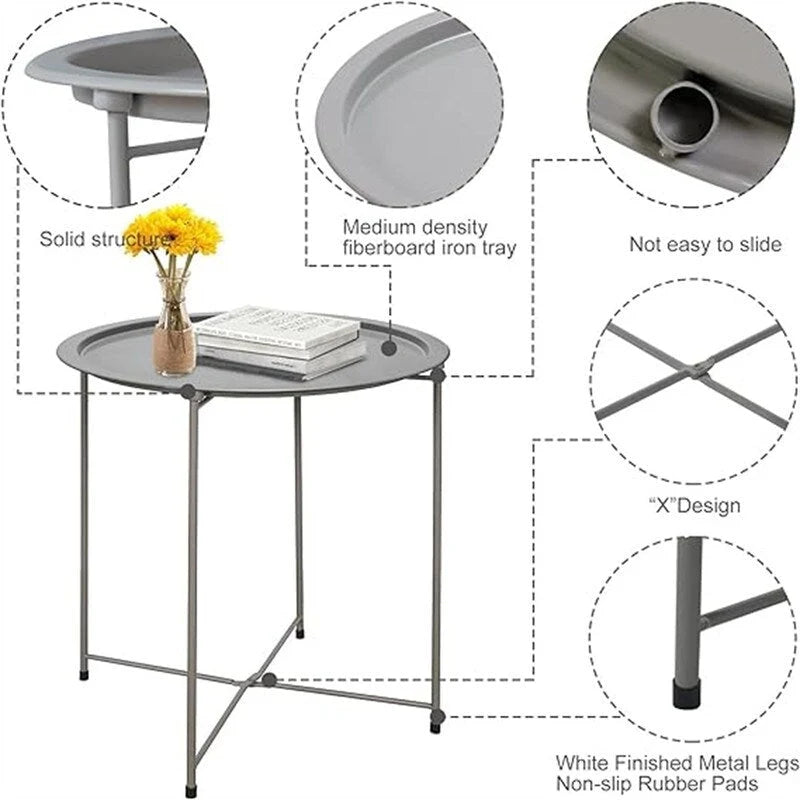 Table d'appoint métallique avec plateau