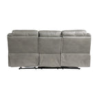 Canapé inclinable manuel double 80 po Max, porte-gobelets, USB, similicuir gris