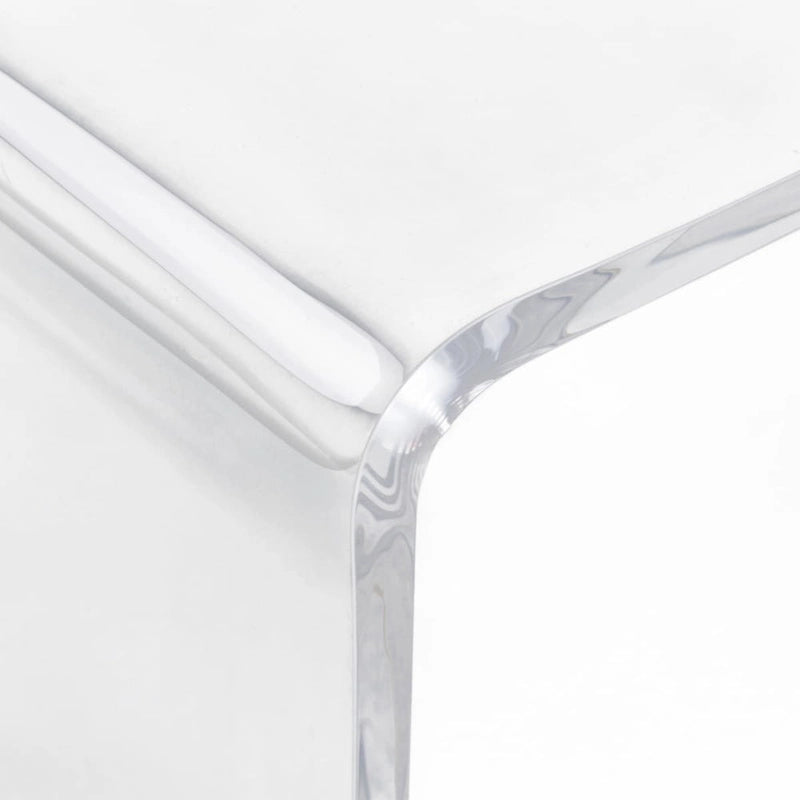 Table basse cascade en acrylique, transparente, rectangulaire longue, épaisseur 15 mm, 81 cm