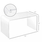 Table basse cascade en acrylique, transparente, rectangulaire longue, épaisseur 15 mm, 81 cm