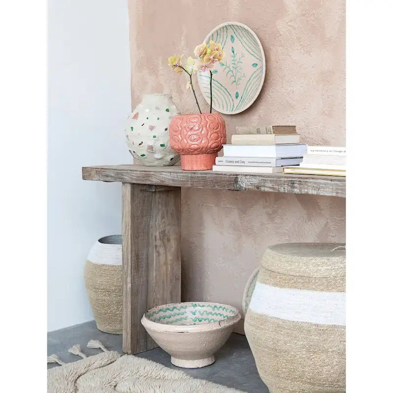 Console en bois recyclé avec finition blanchie vieillie - 72,0L x 13,0l x 32,0H