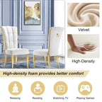 Chaises de salle à manger de luxe en velours blanc avec anneau de tirage à l'arrière et pieds en or poli