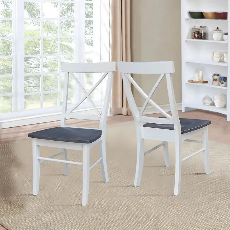 Table de salle à manger à pied central ronde de 36 po avec 4 chaises de salle à manger à dossier en X