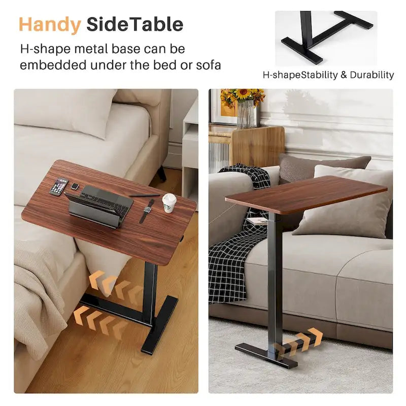 Bureau debout mobile avec roulettes, bureau pour ordinateur portable pneumatique, chariot d'ordinateur roulant, petit bureau réglable en hauteur, pour la maison