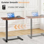 Bureau debout mobile avec roulettes, bureau pour ordinateur portable pneumatique, chariot d'ordinateur roulant, petit bureau réglable en hauteur, pour la maison