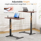Bureau debout mobile avec roulettes, bureau pour ordinateur portable pneumatique, chariot d'ordinateur roulant, petit bureau réglable en hauteur, pour la maison