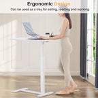 Bureau debout mobile avec roulettes, bureau pour ordinateur portable pneumatique, chariot d'ordinateur roulant, petit bureau réglable en hauteur, pour la maison