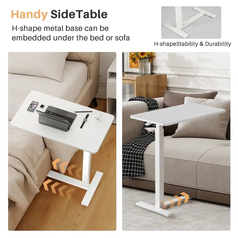 Bureau debout mobile avec roulettes, bureau pour ordinateur portable pneumatique, chariot d'ordinateur roulant, petit bureau réglable en hauteur, pour la maison