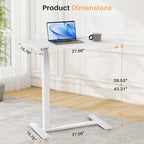 Bureau debout mobile avec roulettes, bureau pour ordinateur portable pneumatique, chariot d'ordinateur roulant, petit bureau réglable en hauteur, pour la maison
